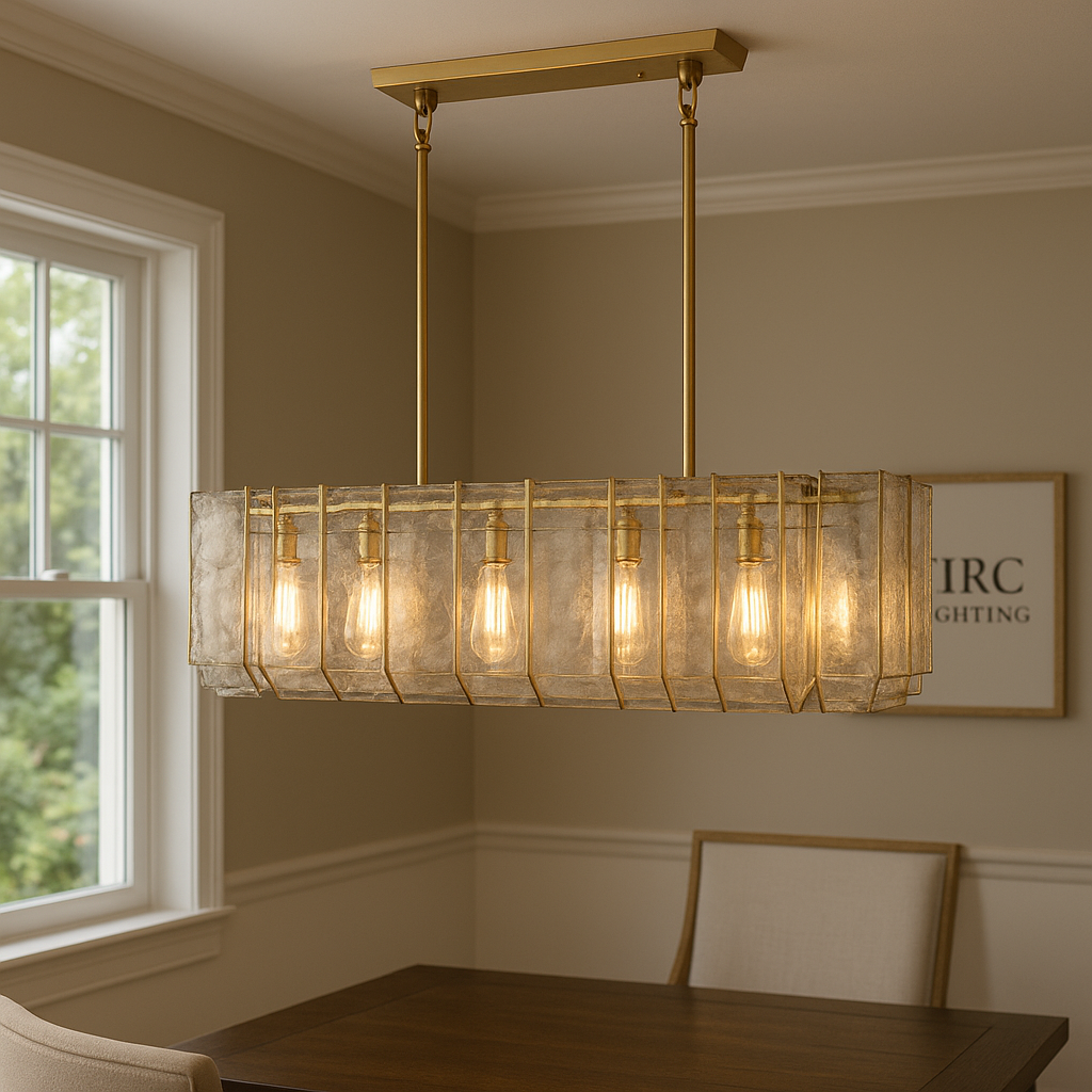 Lattice Clear Glass Rectangular Chandelier 49"