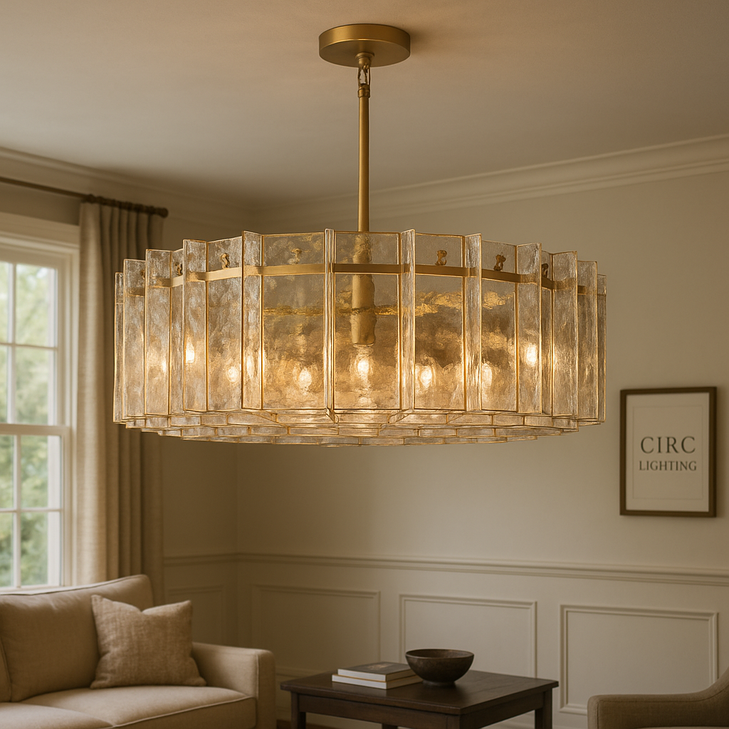 Lattice Smoke Glass Round Chandelier 48"