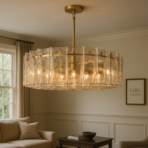 Lattice Smoke Glass Round Chandelier 48"