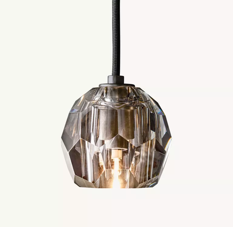 Boule De Cristal Smoke Glass Pendant – Brass Lighting 20W