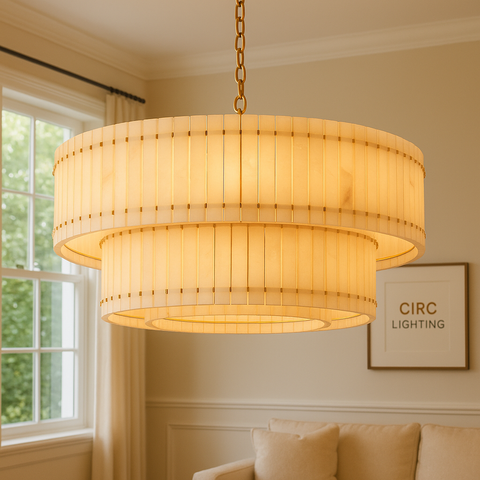 San Marco Alabaster Round Tiered Chandelier 60"