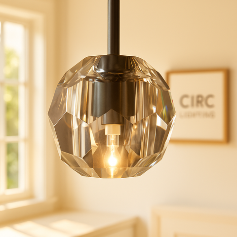 Boule De Cristal Smoke Glass Rod Pendant
