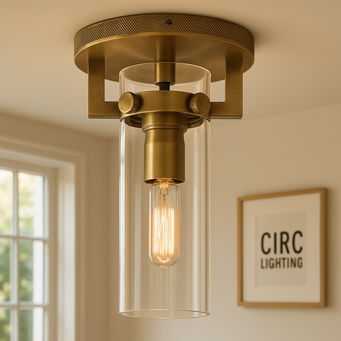 Machinist Glass Cylinder Flushmount