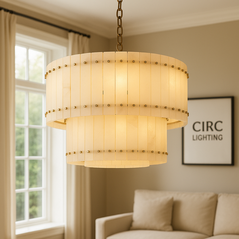 San Marco Alabaster Round Tiered Chandelier 37"