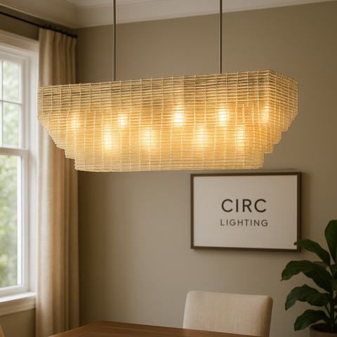 Sirene Clear Glass Rectangular Chandelier 59"