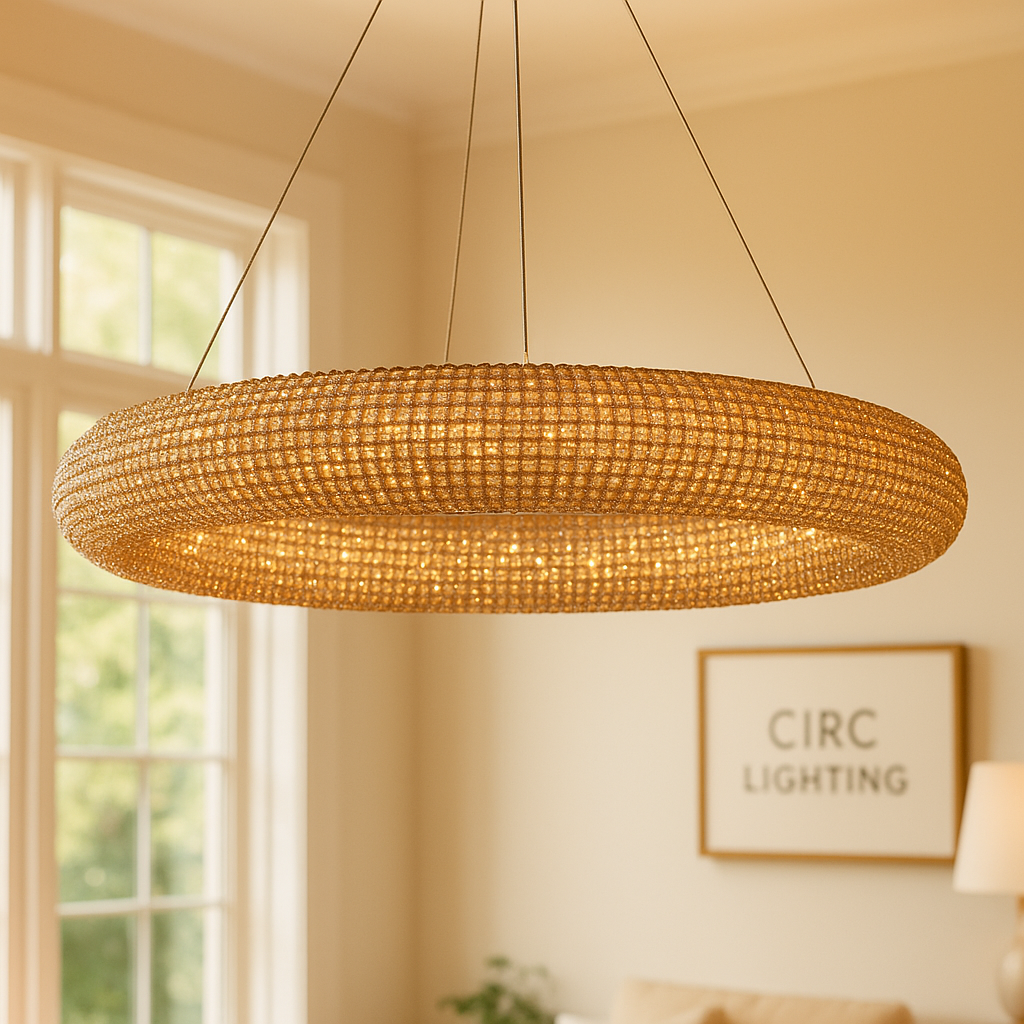 Crystal Halo Smoke Round LED Chandelier 72"