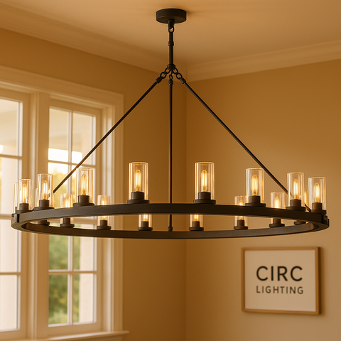 Ondra Round Clear Glass Chandelier 60"