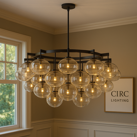 Cabrette Clear Glass Round Chandelier 60"