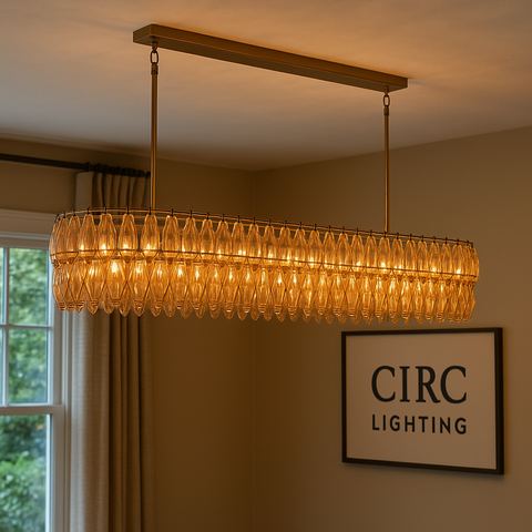 Chiara Smoke Glass Rectangular Chandelier 74"