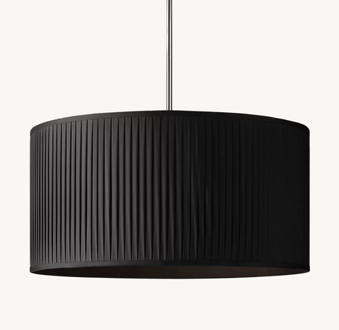 Luxury Reed Pleated Drum Pendant Light with Steel Frame
