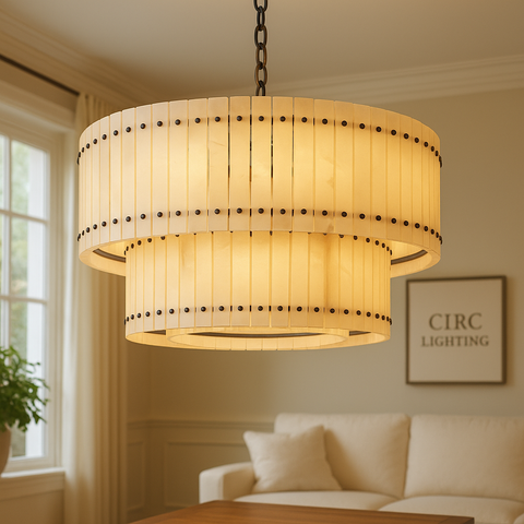 San Marco Alabaster Round Tiered Chandelier 48"