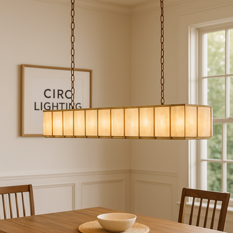 Harlow Calcite Rectangular Chandelier 74"
