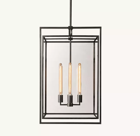 Beckman Pendant 34" Modern Steel Glass Chandelier