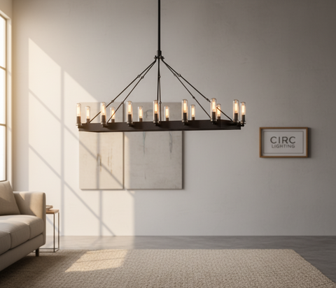 Camino Rectangular Outdoor Chandelier 54"