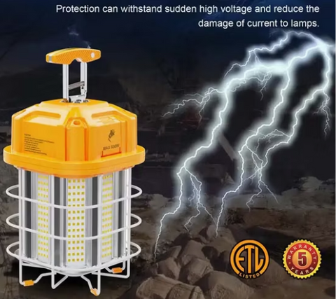 CIRC 80W LED Square Work Light 5000K 100–277V Yellow with US Plug