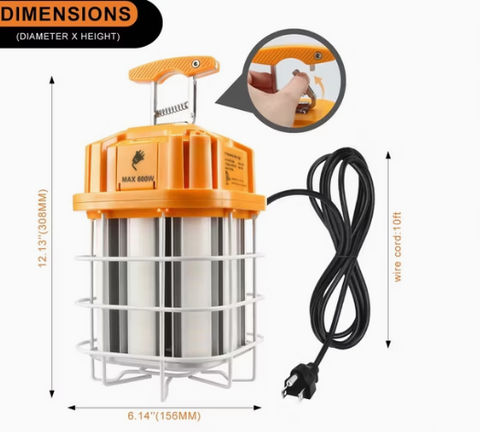 CIRC 80W LED Square Work Light 5000K 100–277V Yellow with US Plug