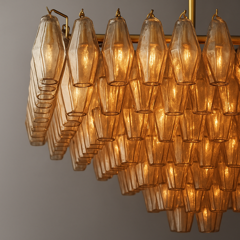 Chiara Smoke Glass Tiered Rectangular Chandelier 54"