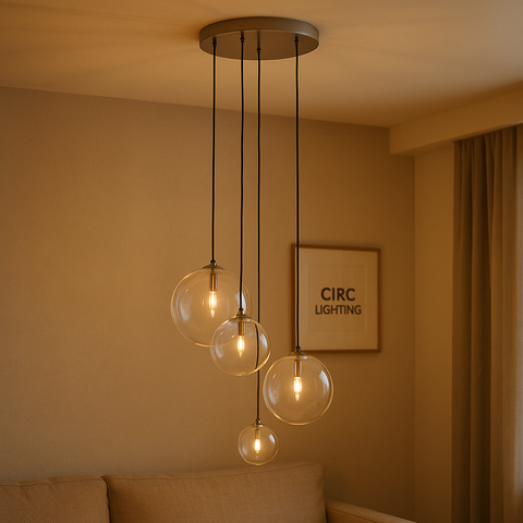 Glass Globe Mobile Cluster Chandelier 28"