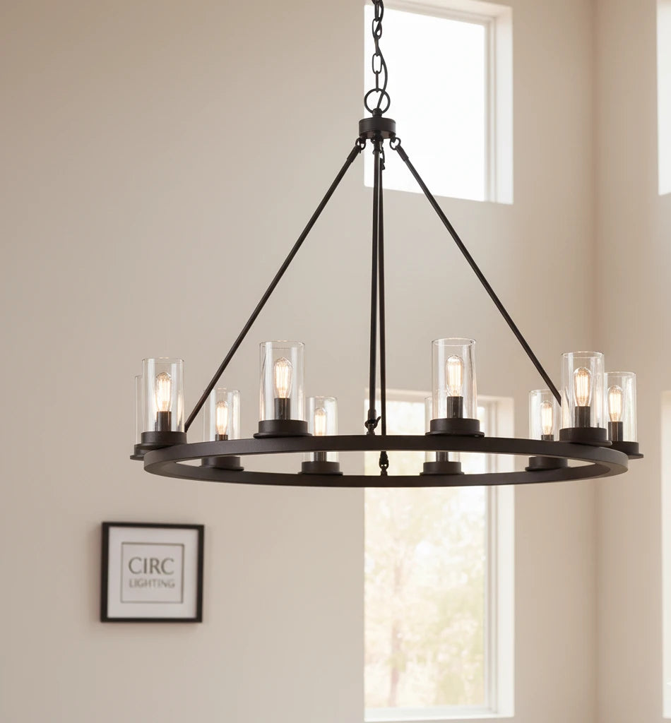 Ondra Round Clear Glass Chandelier 36"