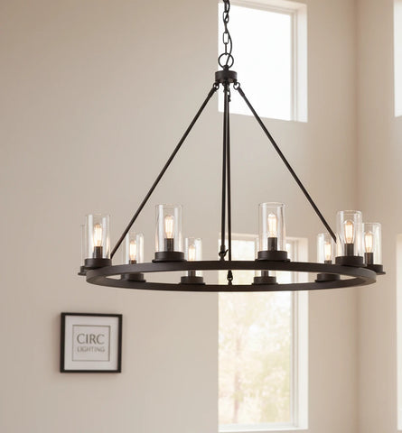 Ondra Round Clear Glass Chandelier 36"