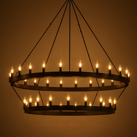 Camino Vintage Candelabra Two-Tier Chandelier 50"