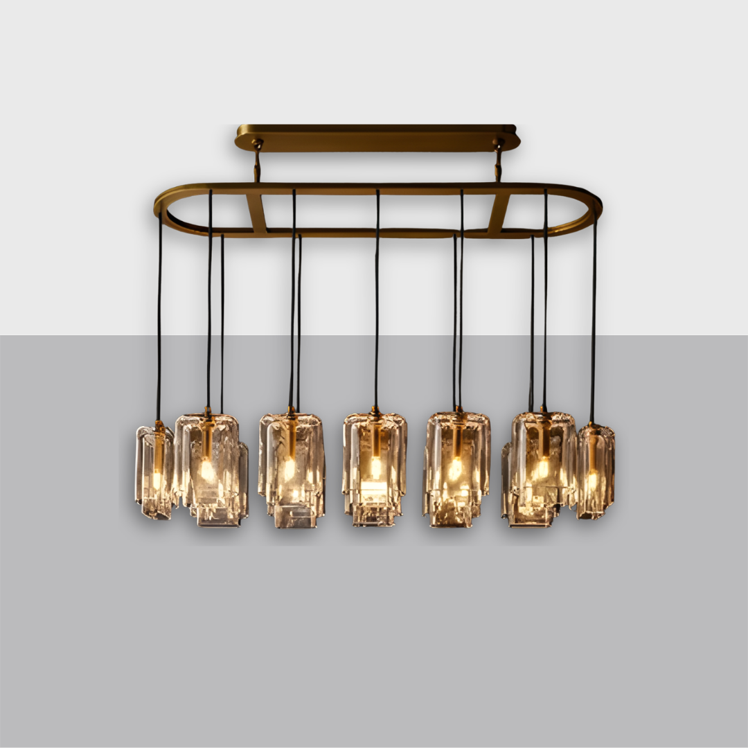 54"Lacour Linear Chandelier – Glass & Steel LED