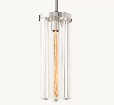 Savile Cylindrical Pendant – Brass & K9 Crystal