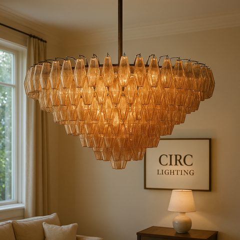 Chiara Smoke Glass Tiered Round Chandelier 47"