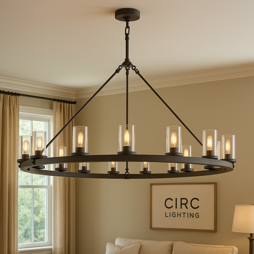 Ondra Round Clear Glass Chandelier 48"