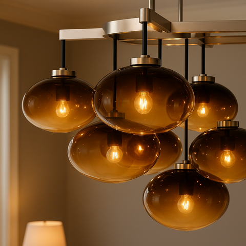 Cabrette Amber Glass Linear Chandelier 54"