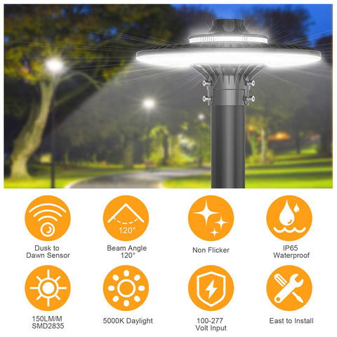 LED Circular Area Light | 60W to 200W | 5000K & CCT Tunable | External Photocell