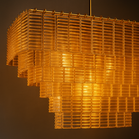 Sirene Clear Glass Rectangular Chandelier 59"