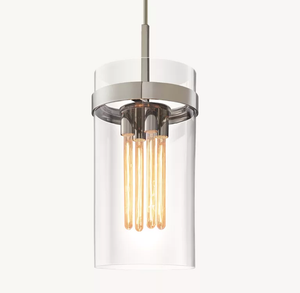 Glass Pendant Light – Ravelle 12" with Steel Frame