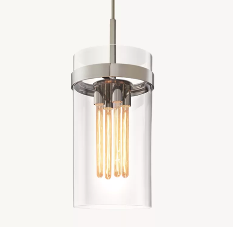 Glass Pendant Light – Ravelle 12" with Steel Frame