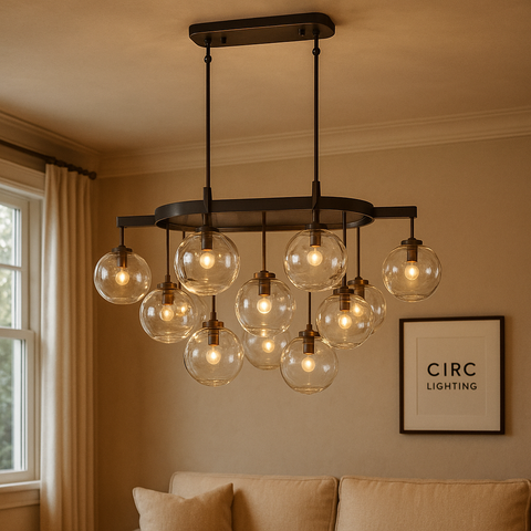 Cabrette Clear Glass Linear Chandelier 54"