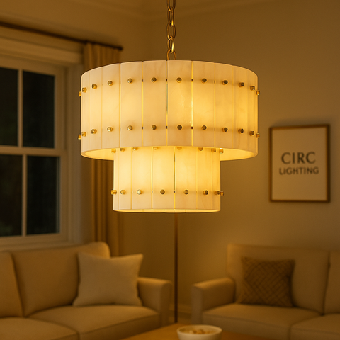 San Marco Alabaster Round Tiered Chandelier 22"