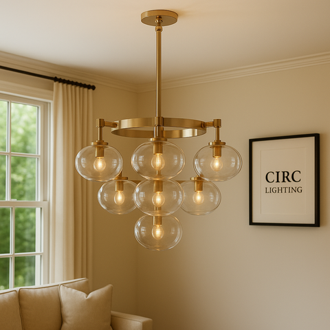 Cabrette Clear Glass Round Chandelier 36"