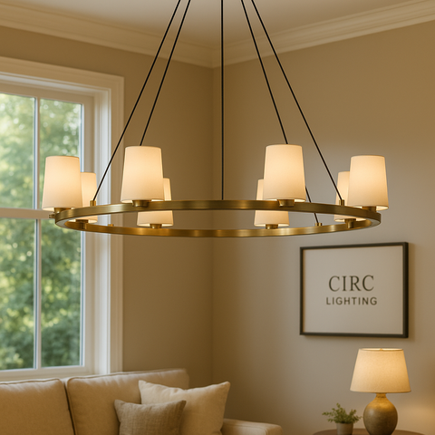 Pauillac Fabric Shade Round Chandelier 36"