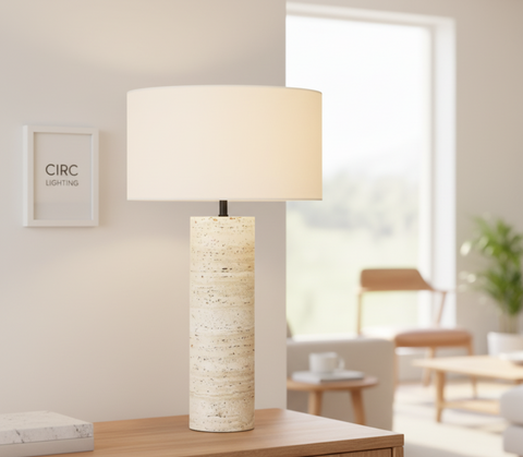 Sarezzo Stone Cylindrical Table Lamp