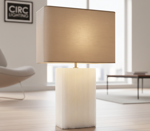 Tallado Alabaster Convex Accent Table Lamp