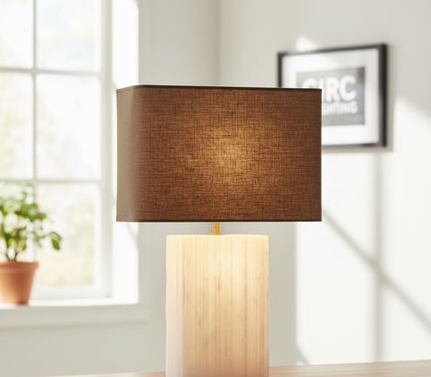 Tallado Alabaster Convex Accent Table Lamp