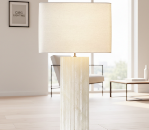 Tallado Alabaster Convex Table Lamp