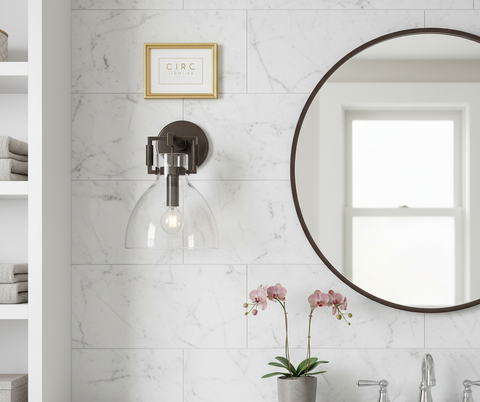 Machinist Glass Cloche Sconce 8"