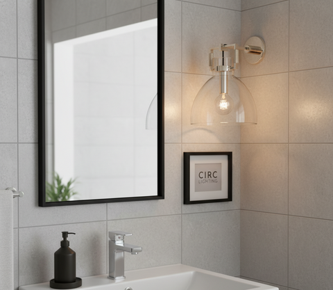 Machinist Glass Cloche Sconce 10"