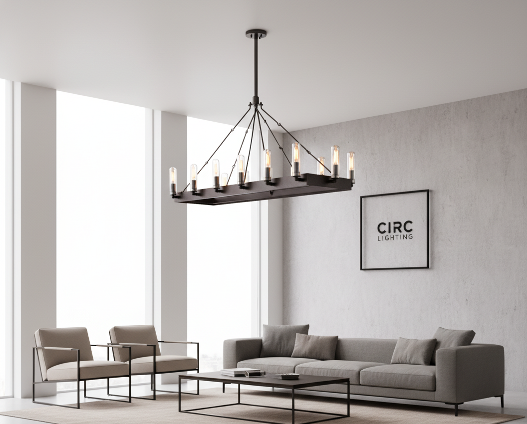 Camino Rectangular Outdoor Chandelier 41"