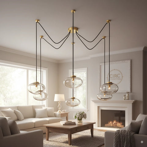 Cabrette Clear Glass Suspended Chandelier 84"