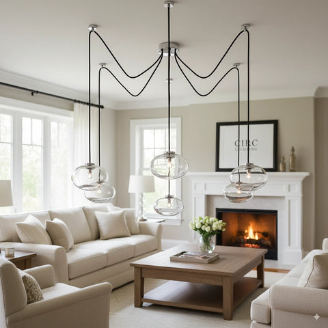 Cabrette Clear Glass Suspended Chandelier 84"