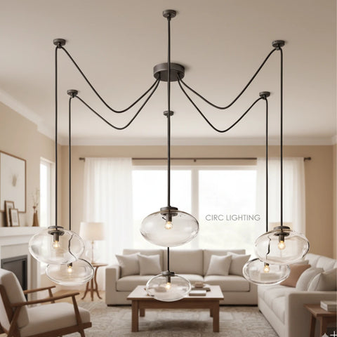 Cabrette Clear Glass Suspended Chandelier 84"