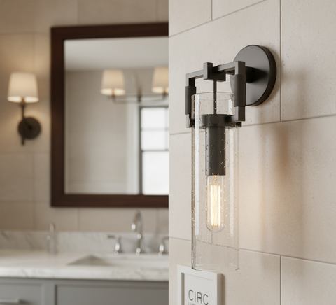 Machinist Glass Cylinder Sconce 12"