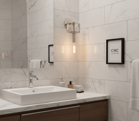 Machinist Glass Cylinder Sconce 12"